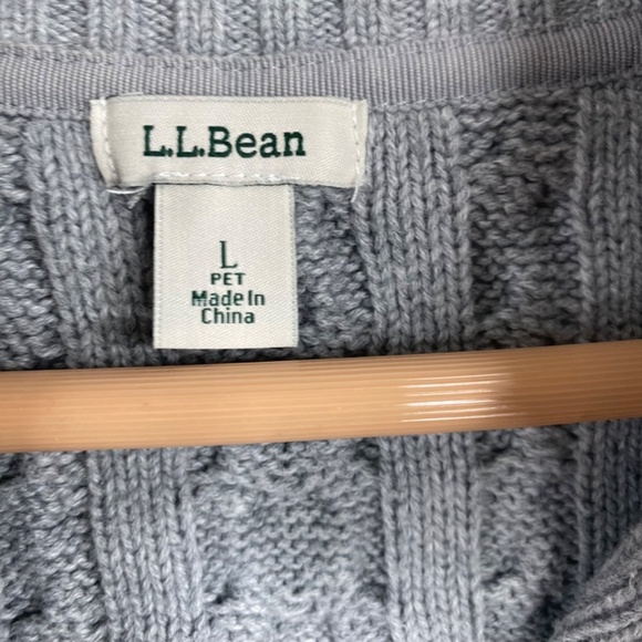 LL BEAN Cardigan LP Cable Knit Zip 100% Cotton Coastal Preppy Gorpcore Fisherman - Picture 5 of 10